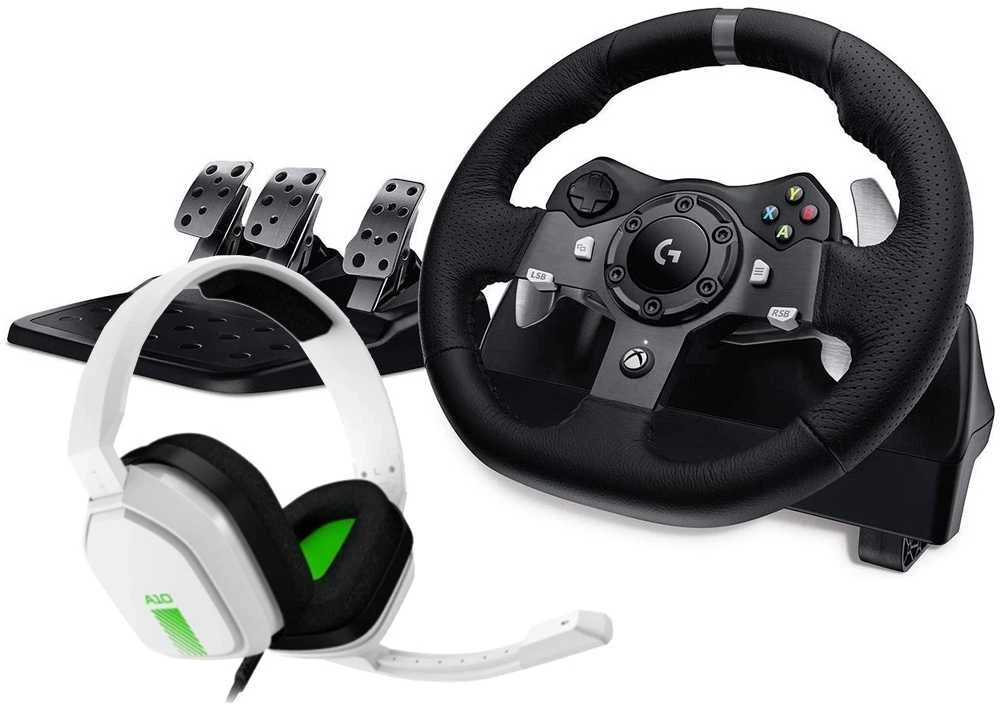 Komplektas: žaidimų vairas Logitech G920 + Ausinės ASTRO A10 Baltas (Skirta XBOX ir PC) 991-000487