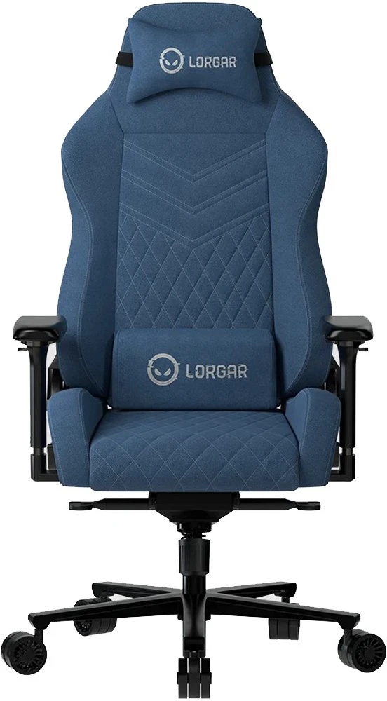 Žaidimų kėdė LORGAR Ace 422 (LRG-CHR422BL), Patvarus audinys, atsparus dėmėms, 1,8 mm metalinis rėmas, multiblokinis mechanizmas, 4D porankiai, 5 žvaigždučių aliuminio pagrindas, 4 klasės dujinis keltuvas, 75 mm poliuretano ratukai, Mėlynos spalvos