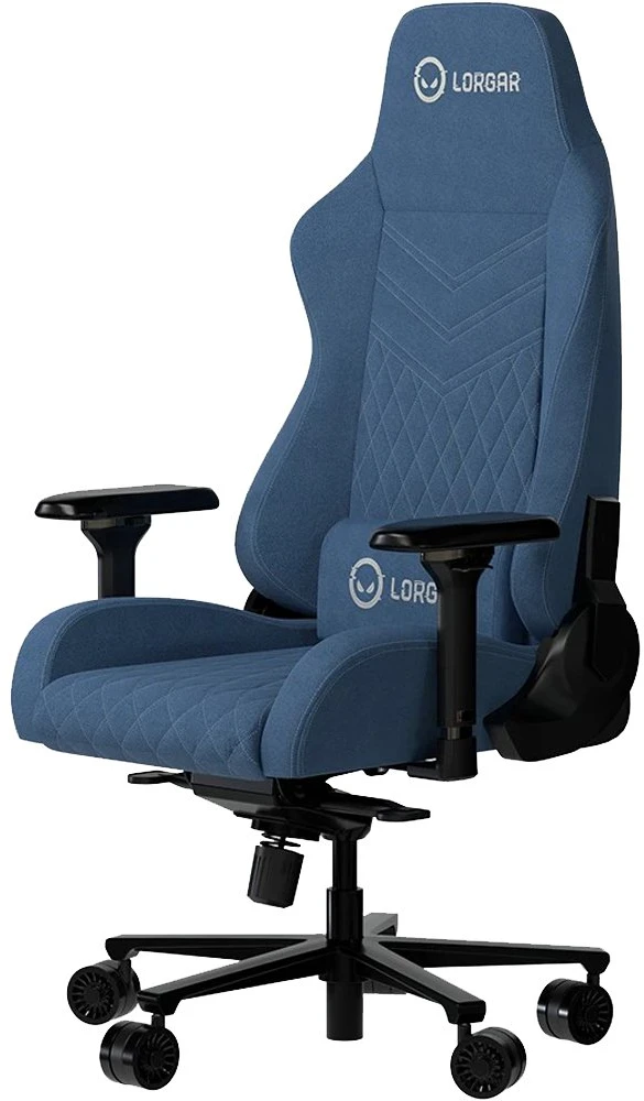 Žaidimų kėdė LORGAR Ace 422 (LRG-CHR422BL), Patvarus audinys, atsparus dėmėms, 1,8 mm metalinis rėmas, multiblokinis mechanizmas, 4D porankiai, 5 žvaigždučių aliuminio pagrindas, 4 klasės dujinis keltuvas, 75 mm poliuretano ratukai, Mėlynos spalvos