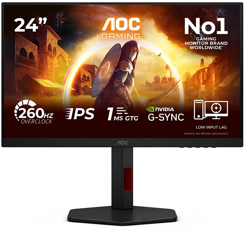 Žaidimų monitorius AOC 24G4ZR, 23.8" Full HD (1920x1080) Fast IPS, 260Hz (OC), 0.3ms MPRT, HDR10, Adaptive Sync