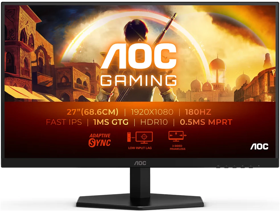 Žaidimų monitorius AOC 27G42E, 27" Full HD (1920x1080), 180Hz, 1ms, FreeSync Premium, G-Sync Compatible, HDR10