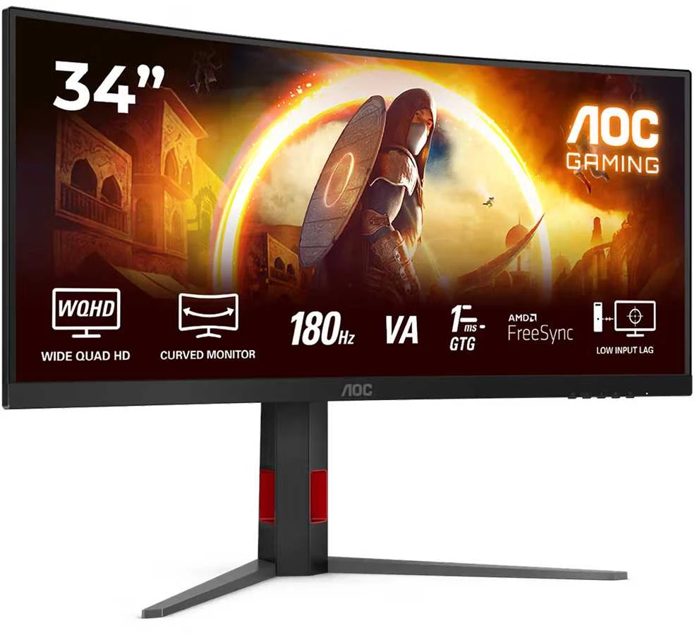 Žaidimų monitorius AOC CU34G4 / Curved / Fast VA | UWQHD | 21:9 | 180 Hz | 1 ms | 3440 x 1440 pikselių | 300 cd/m²
