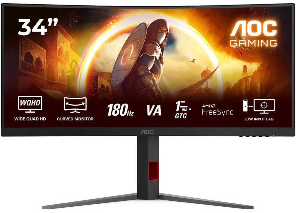 Žaidimų monitorius AOC CU34G4 / Curved / Fast VA | UWQHD | 21:9 | 180 Hz | 1 ms | 3440 x 1440 pikselių | 300 cd/m²