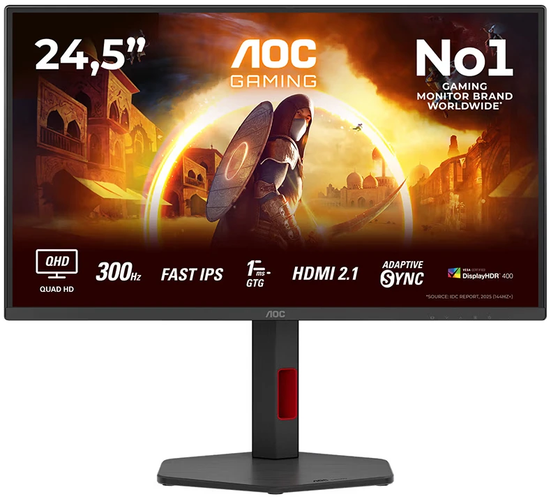 Žaidimų monitorius AOC Q25G4SR, 24.5" QHD (2560x1440) Fast IPS, 300Hz, 1ms, HDR, Adaptive Sync