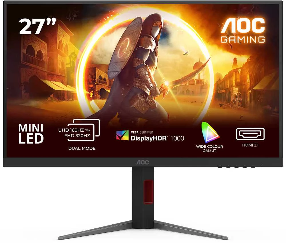 Žaidimų monitorius AOC U27G4XM, 27" 4K UHD (3840x2160) Fast IPS, 160Hz, 1ms, DisplayHDR 1000, HDR