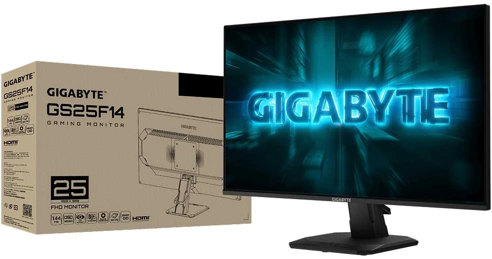 Monitorius Gigabyte | GS25F14 EK | 24.5 " | SS IPS | FHD | 144 Hz | 1 ms | 1920 x 1080 pikselių | 300 cd/m² | HDMI jungtys quantity 2