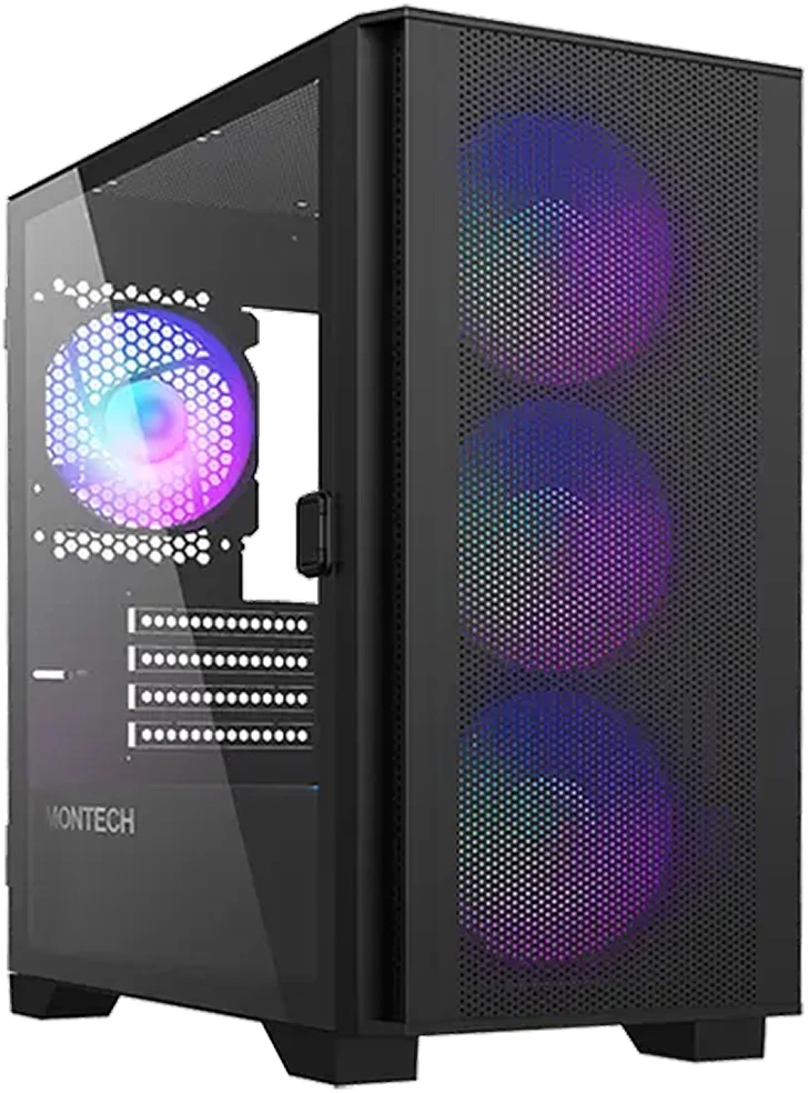 Montech AIR 100 ARGB, Micro-ATX, Tempered Glass – juodos spalvos