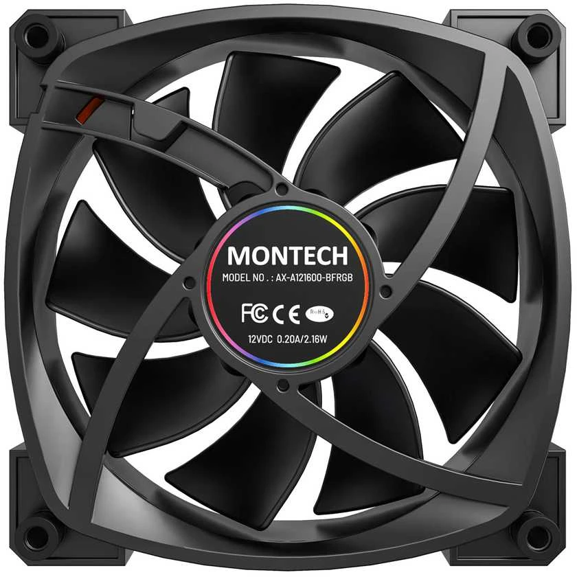 Montech Montech AX120 PWM ARGB ventiliatorius, 3 pak., juodas - 120mm