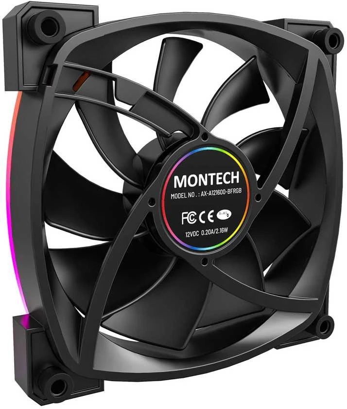 Montech Montech AX120 PWM ARGB ventiliatorius, 3 pak., juodas - 120mm