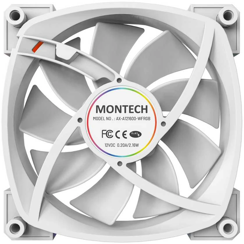 Montech AX120 PWM ARGB korpuso ventiliatorius, 3er Pack, baltos spalvos – 120mm