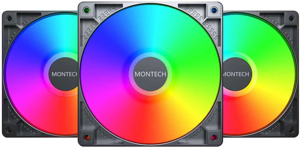 Montech GF120 PWM ARGB korpuso ventiliatorius, 3er Pack – 120mm, juodos spalvos