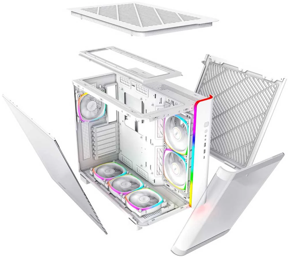 „Montech KING 95 PRO Midi-Tower“, grūdinto stiklo, ARGB – baltos spalvos