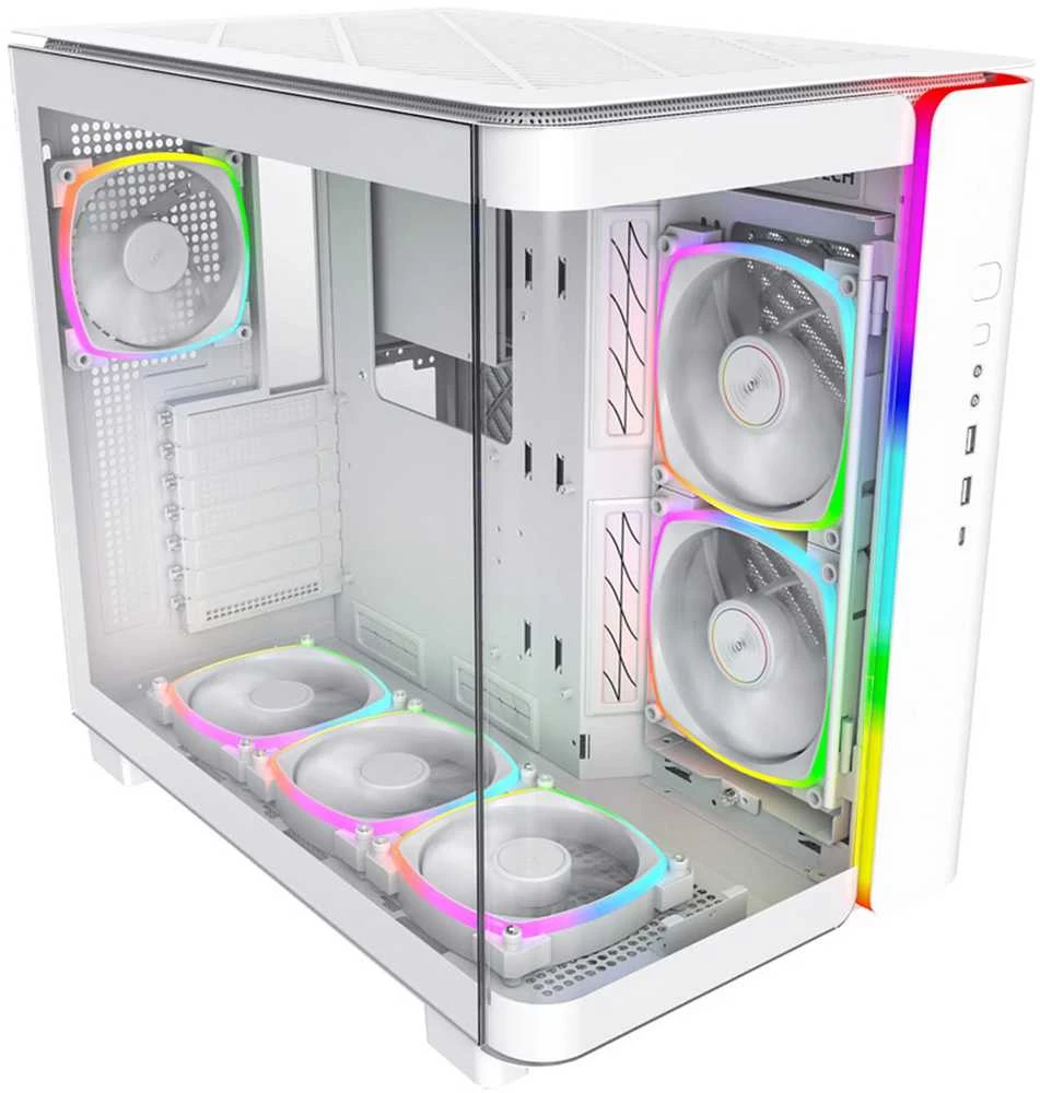 „Montech KING 95 PRO Midi-Tower“, grūdinto stiklo, ARGB – baltos spalvos
