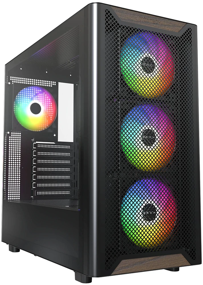 Montech XR Wood PC-kompiuterio korpusas, Midi-Tower, ATX, ARGB, Tempered Glass – juodos spalvos