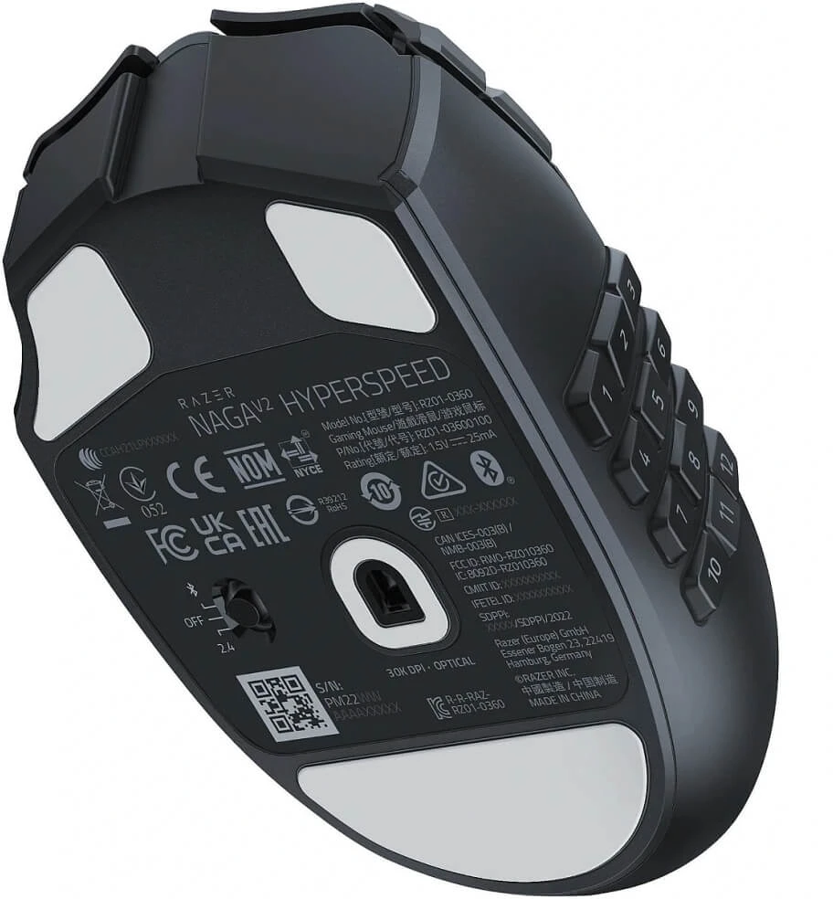 Razer | Naga V2 HyperSpeed | Wireless | Pelė žaidimams | 2.4GHz, Bluetooth | Juodas | No