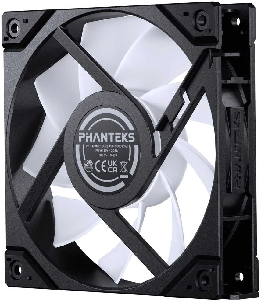 PHANTEKS M25 Gen2 PWM D-RGB korpuso ventiliatorius, 3er-Pack – 120mm, juodos spalvos