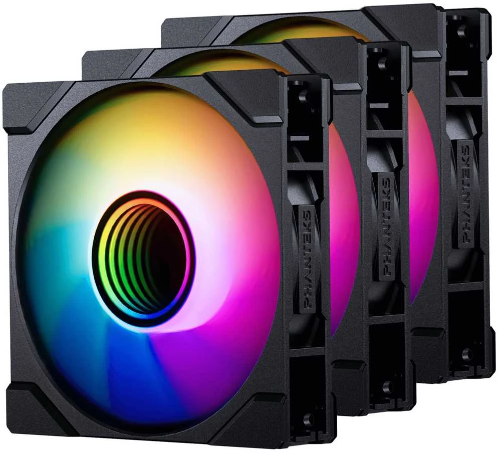 PHANTEKS M25 Gen2 PWM D-RGB korpuso ventiliatorius 3er-Pack – Reverse Blade, 140mm, juodos spalvos
