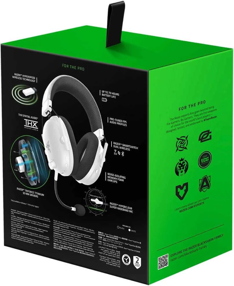 Razer BlackShark V2 Pro belaidės ausinės (2023), Baltos spalvos