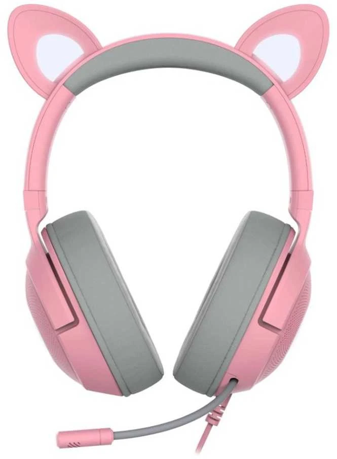 Razer Kraken Kitty V2 žaidimų ausinės, su laidu, mikrofonu, Rožinės spalvos
