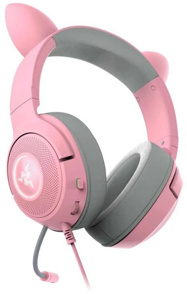 Razer Kraken Kitty V2 žaidimų ausinės, su laidu, mikrofonu, Rožinės spalvos