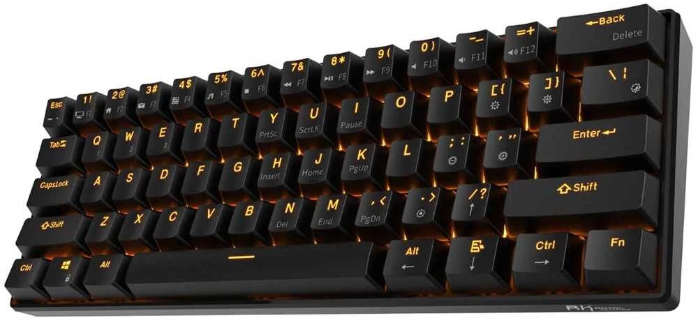 Royal Kludge RK61 klaviatūra | 60%, Hot-swap, Raudona Switches, US, juoda