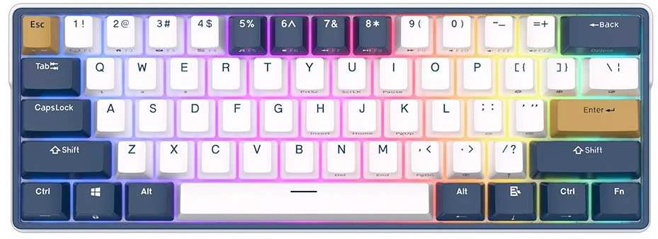 Royal Kludge RK61 Plus RGB Klein Mėlyna belaidė klaviatūra | 60%, Hot-swap, SkyCyan switches, US