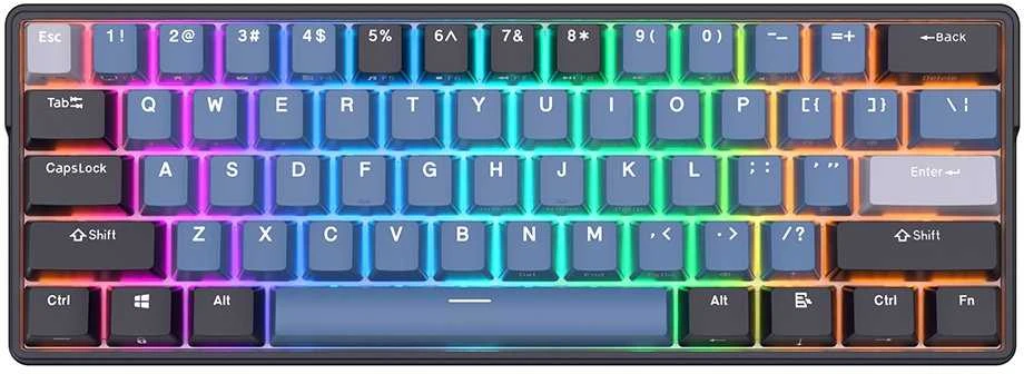 Royal Kludge RK61 Plus RGB Indigo belaidė klaviatūra | 60%, Hot-swap, SkyCyan switches, US