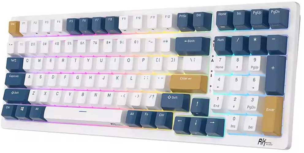 Royal Kludge RK98 RGB Klein Mėlyna belaidė klaviatūra | 98%, Hot-swap, Mėlyna switches, US