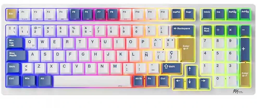 Royal Kludge RK98 RGB Klein Mėlyna belaidė klaviatūra | 98%, Hot-swap, Mėlyna switches, US