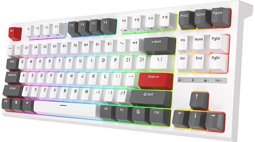Žaidimų Klaviatūra Royal Kludge RK R87 TKL - US išdėstymas - Raudona Switches - baltos spalvos