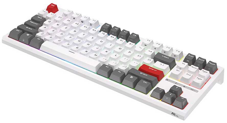Žaidimų Klaviatūra Royal Kludge RK R87 TKL - US išdėstymas - Raudona Switches - baltos spalvos