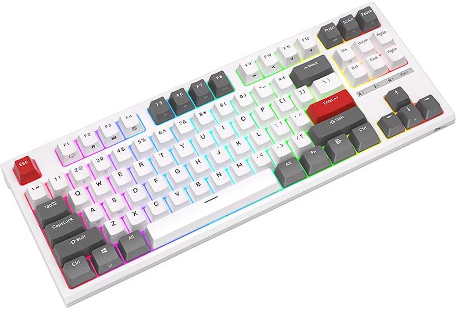Žaidimų Klaviatūra Royal Kludge RK R87 TKL - US išdėstymas - Raudona Switches - baltos spalvos