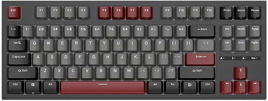 Žaidimų Klaviatūra Royal Kludge RK R87 TKL - US išdėstymas - Raudona Switches - juodos spalvos