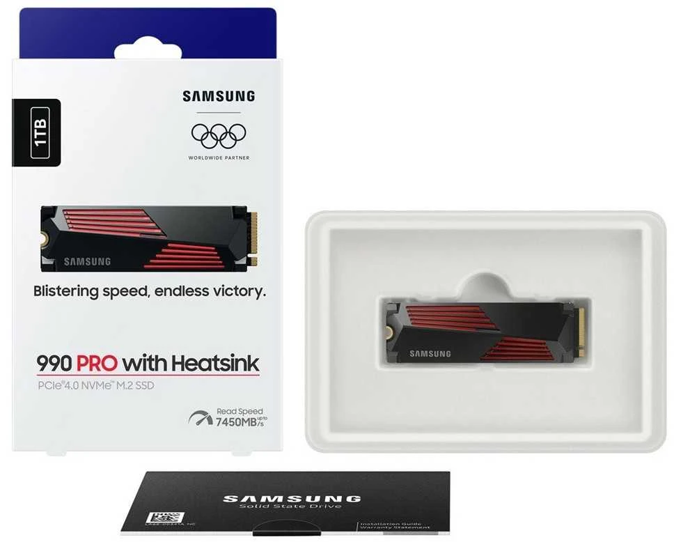 Vidinė atmintis Samsung 990 PRO with Heatsink PCIe 4.0 NVMe M.2, 1 TB, MZ-V9P1T0GW