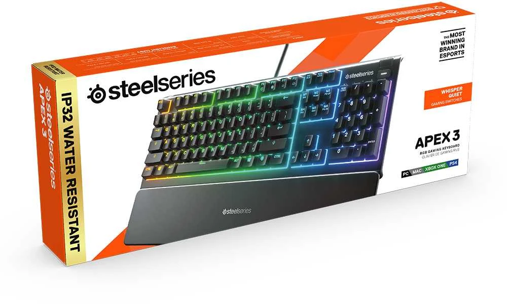 Žaidimų klaviatūra SteelSeries Apex 3, US išdėstymas