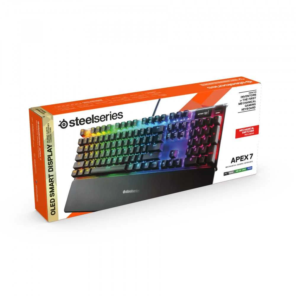 Žaidimų klaviatūra SteelSeries Apex 7, US kalba, Red apšvietimas, Juodos spalvos