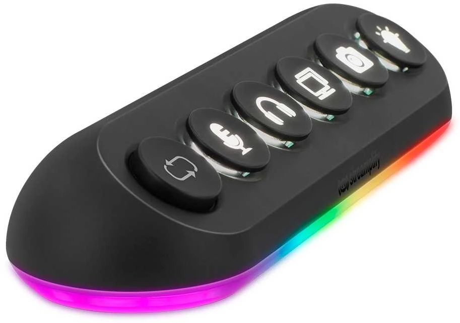 „Streamplify HUB DECK 5“, 4x USB 3.0, 1x USB 2.0, RGB, 12V, ES maitinimo laidas – juodos spalvos