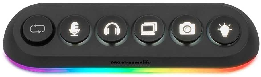 „Streamplify HUB DECK 5“, 4x USB 3.0, 1x USB 2.0, RGB, 12V, ES maitinimo laidas – juodos spalvos