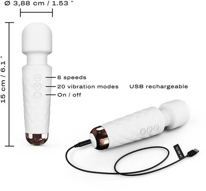 DORCEL Mini Wanderful Baltas wand su vibratorius masažui