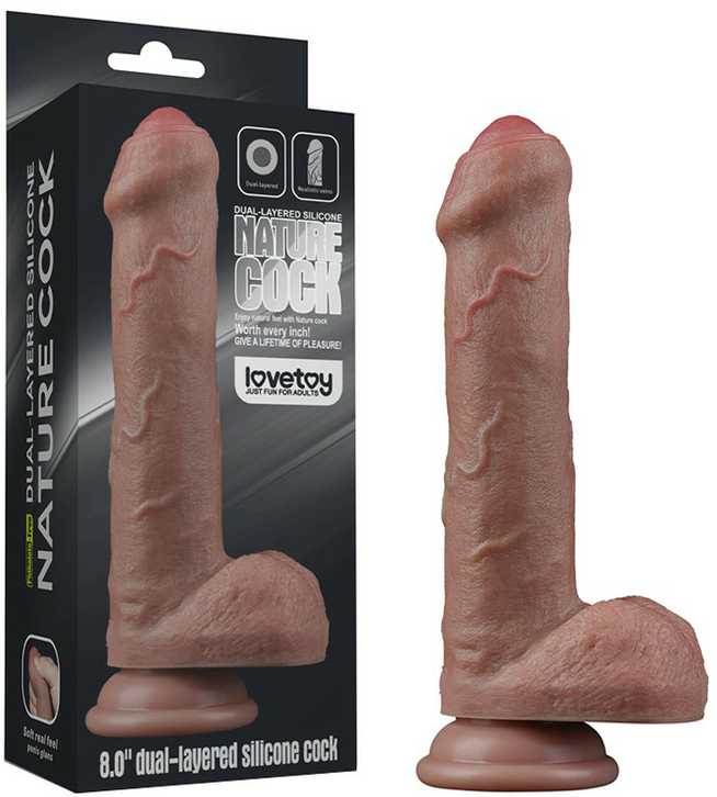 LoveToy 8 colių dvigubo sluoksnio silikoninis varpa