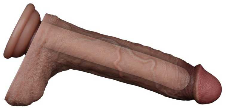 LoveToy 8,5 colio dvisluoksnis silikoninis varpa