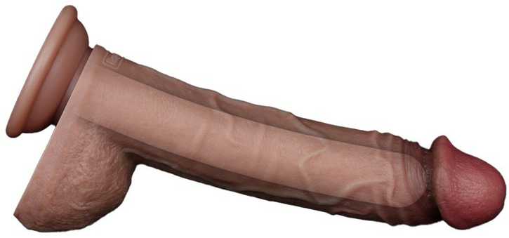 LOVETOY 9 colių dvisluoksnis silikoninis varpa
