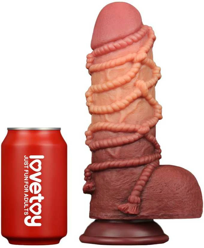 LOVETOY 9,5 colio dvigubo sluoksnio platininis silikoninis kranas su virve