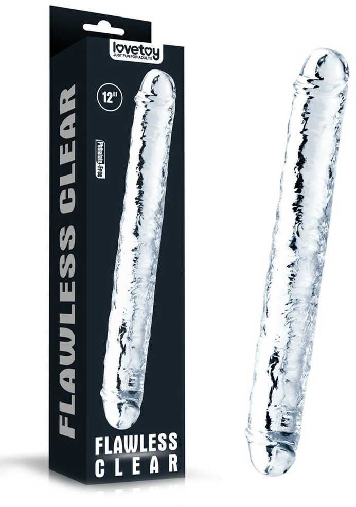 LOVETOY 12'' Nepriekaištingas skaidrus Dvigubas Dildo Clear
