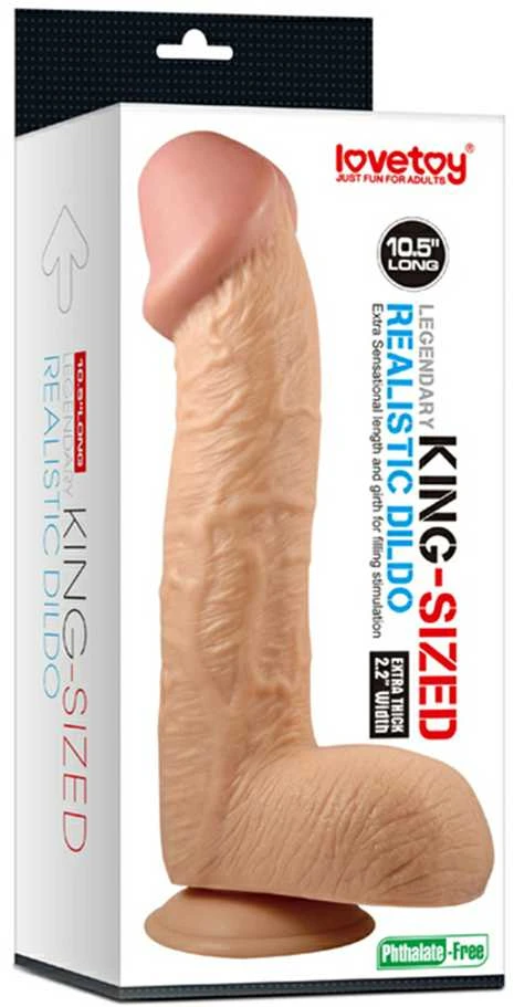 „Lovetoy“ didelis, gyslotas, kūno spalvos penis su siurbtuku 28,5 cm