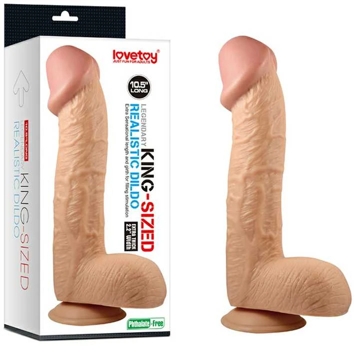 „Lovetoy“ didelis, gyslotas, kūno spalvos penis su siurbtuku 28,5 cm