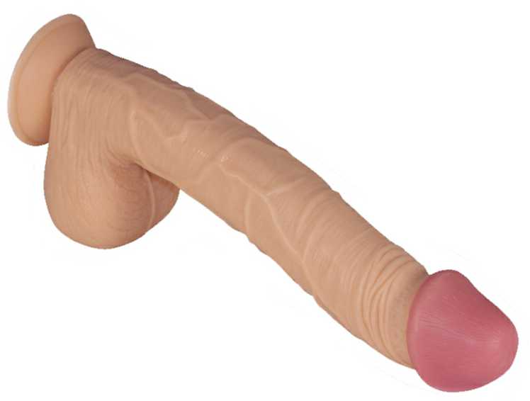 Lovetoy Šiek tiek išlenktas nuogas dildo su siurbtuku 33cm