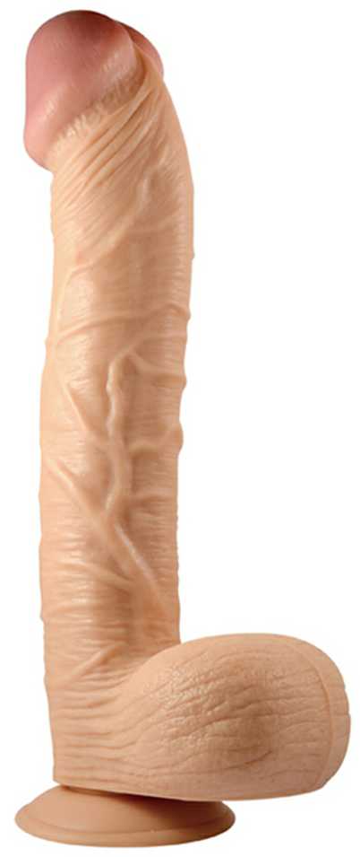 Lovetoy Šiek tiek išlenktas nuogas dildo su siurbtuku 33cm