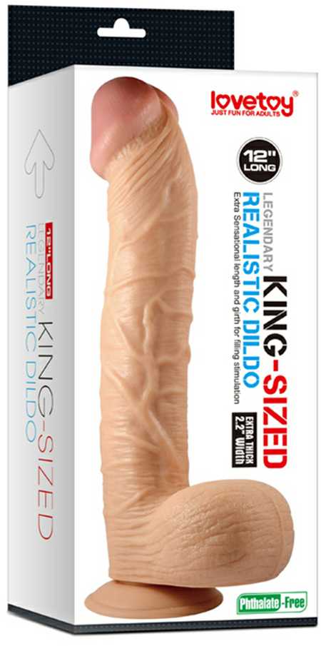 Lovetoy Šiek tiek išlenktas nuogas dildo su siurbtuku 33cm