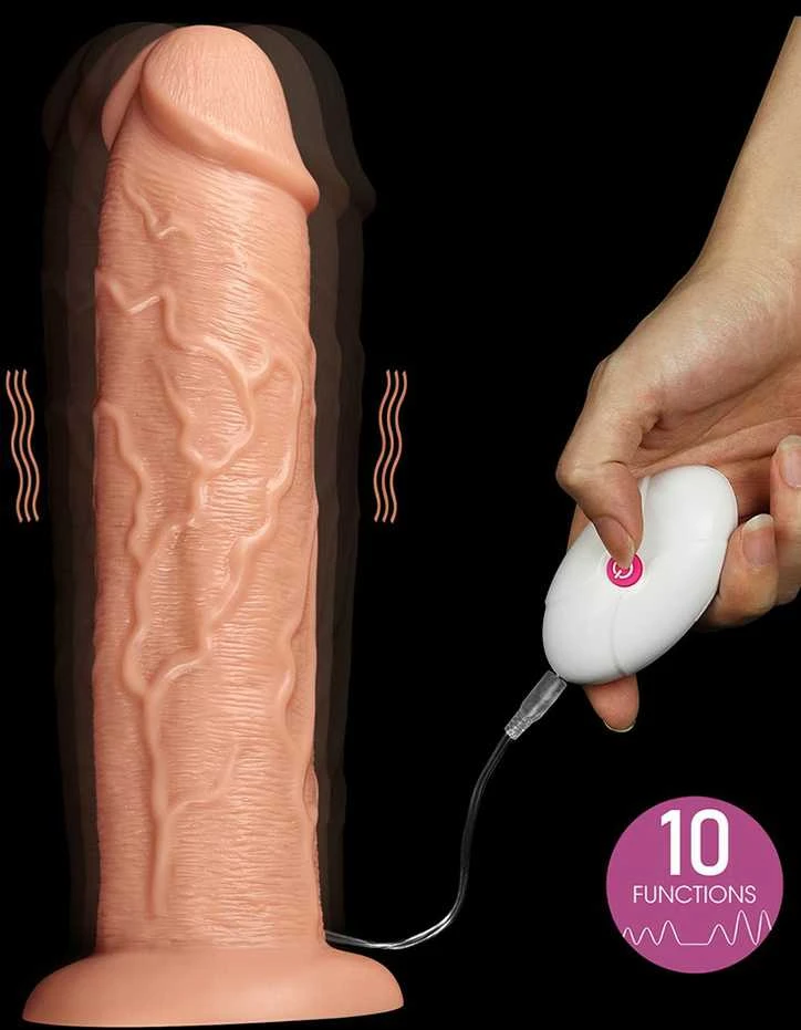 LoveToy 11 colių realistiškas ilgas vibruojantis dildo